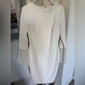 Calvin Klein White Long Sleeve Dress
